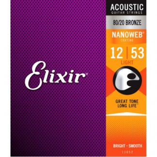 Elixir 11052 Nanoweb 80/20 Bronze Akustik Gitar Teli (12-53)