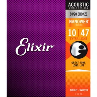 Elixir 11002 Nanoweb 80/20 Bronze Akustik Gitar Teli (10-47)