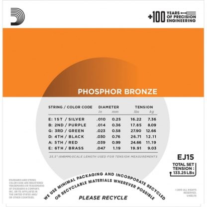 D'Addario EJ15 Phosphor Bronze Akustik Gitar Teli (10-47) - Görsel 2